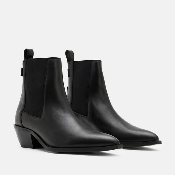 All Saints Shoes - All Saints Fox Pointed Toe Leather Chelsea Boots